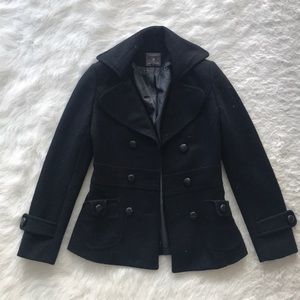 BLACK WOOL PEA COAT